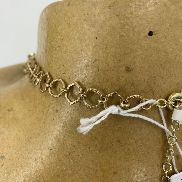Akola Gold Tone & Bone Hexagon Bib Necklace *AS IS* - Picture 5 of 10